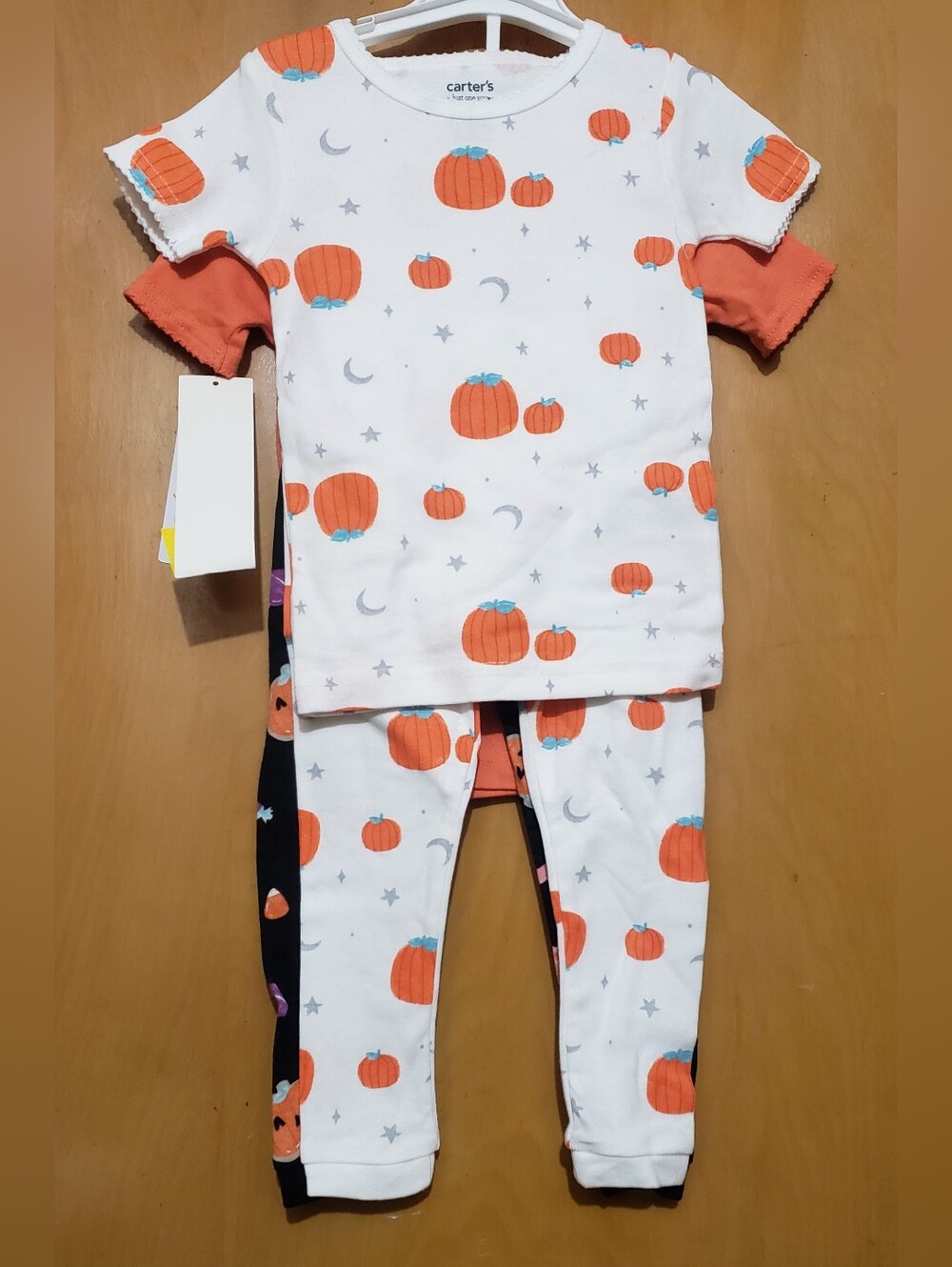 Carter's White and Orange Pumpkin And Ghost Trick Or Treat Pajama Sets